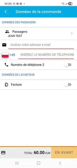 Coordonnées et paiement